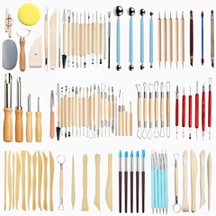 プラスチック陶泥泥塑五点セット美術用品DIY彫刻造形工具メーカー軟陶芸工具卸売り