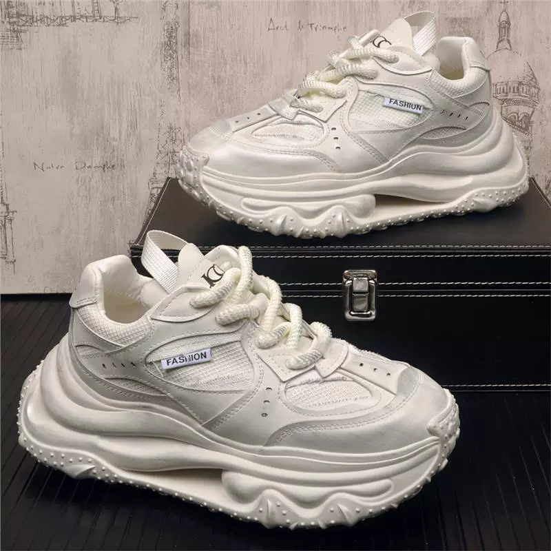 2025 новые мужские кроссовки для папы на толстой подошве, дышащие модные сетчатые кроссовки белые, потертые, грязные кроссовки