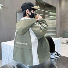 儿童男童外套春秋款2024新款中大童薄款春季痞帅连帽潮中长款风衣