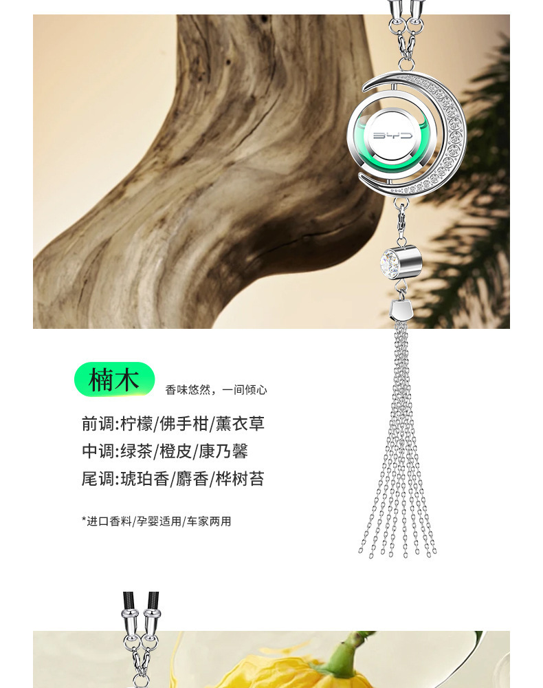 Specially Designed for Foreign Trade, Star and Moon Car Perfume Hanging Ornaments with Rhinestones, Car Fragrance Metal Pendants, In-Car Aroma Essential Oil Pendants