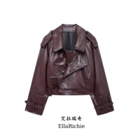 EllaRichie европейская и американская осенне-зимняя уличная модная женская куртка в стиле ретро в мотоциклетном стиле, короткая куртка