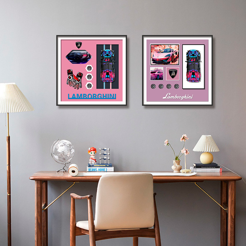 Sala de estar sofá pared de fondo pintura decorativa transfronteriza exclusivamente para bloques de construcción hechos a mano pintura colgante de automóvil pintura física tridimensional 3D