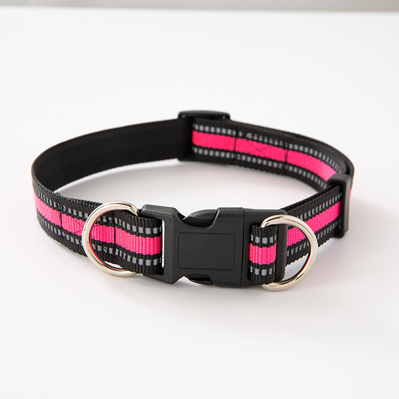 Productos para mascotas collar de nylon cuerdas transfronterizas amazonas ajustable reflectante nylon correa collar de perro directo