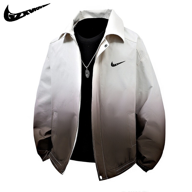 2025 New Fashion Brand POLO Collar Coat Spring and Autumn Fashion Laps Gradual Color Baseball Collar Jacket Men's Jacket