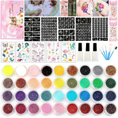 新品 36色閃粉夜光粉 兒童彩妝紋身套裝 派對舞台閃亮妝臨時紋身