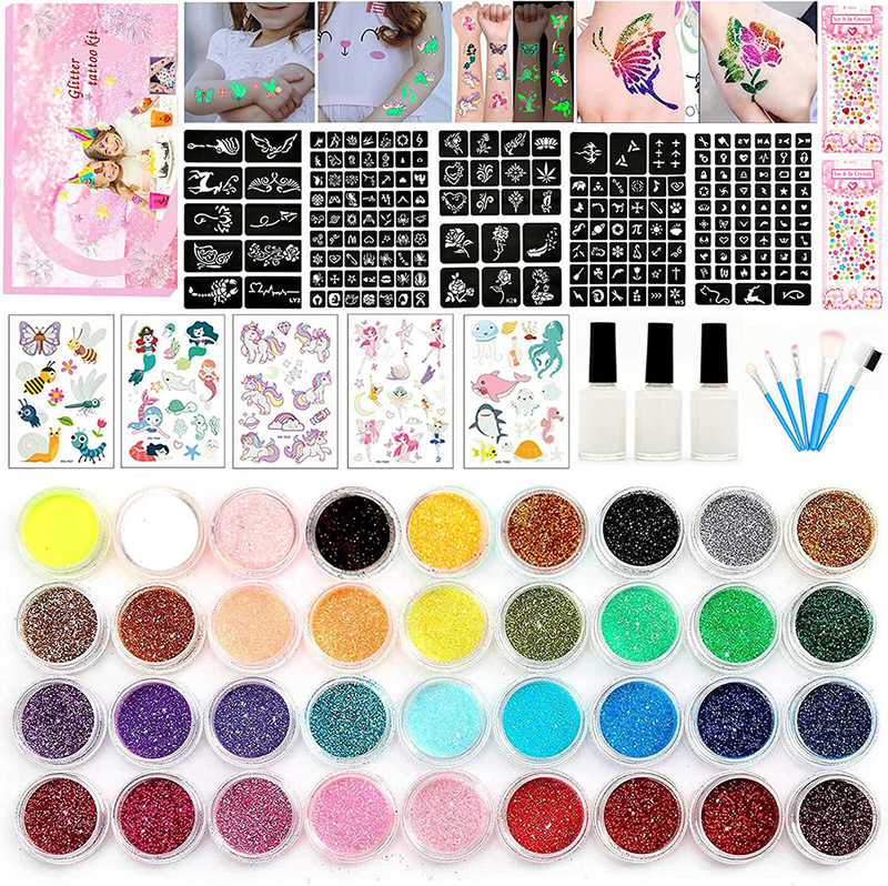 New 36 color glitter powder luminous powder children makeup tattoo suit party stage shiny makeup temporary tattoo