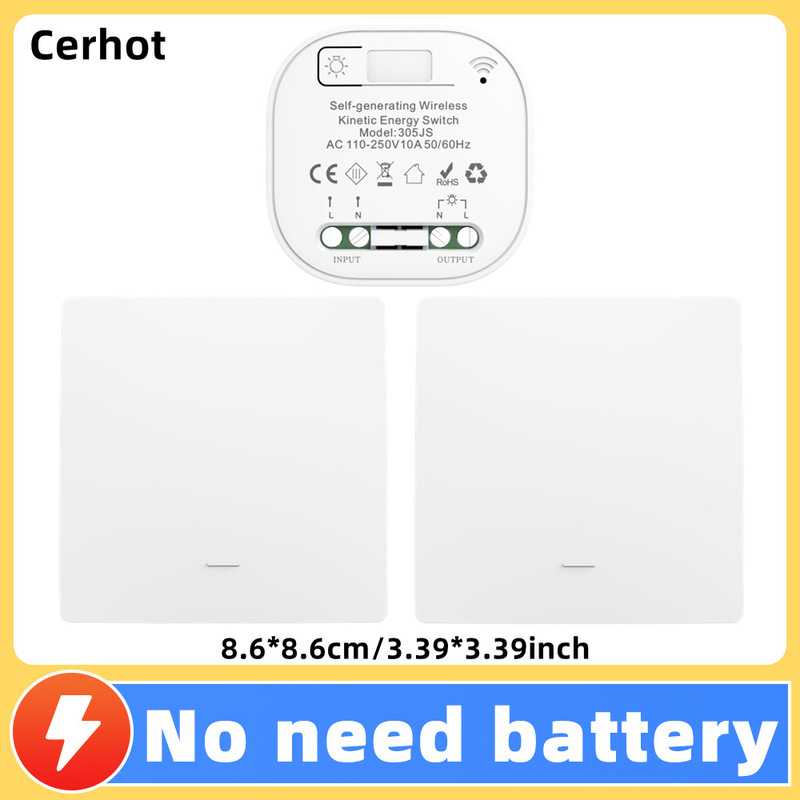 電池不要、防水、スマート、自己発電、ワイヤレス、動力エネルギー式スイッチ、リバウンド式、家庭用、リモート操作、自由に貼れるリモコンボタン|undefined