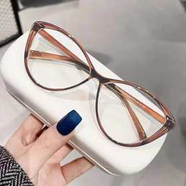 欧美新款猫眼近视眼镜女复古时尚可配度数近视镜架跨境素颜眼镜框