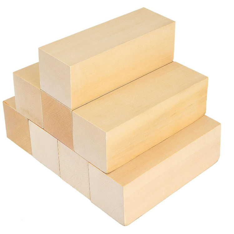 Cross-Border Popular Product: Basswood Blocks, Wooden Strips, DIY Handmade Solid Wood Materials, Square-Shaped Children's Carving Wood