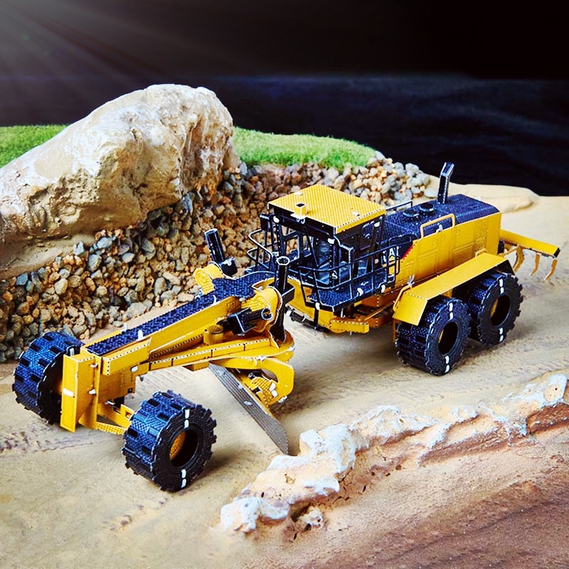 Acero estatua mágica al por mayor ingeniería vehículo excavadora metal puzzle mini 3D hecho a mano DIY modelo de montaje