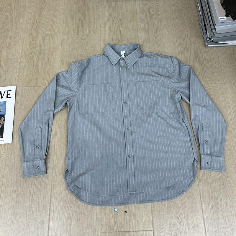 2026 Spring and Summer New American Retro Contrast Striped Shirt for Women, Loose Long-Sleeved Shirt, Outerwear Jacket
