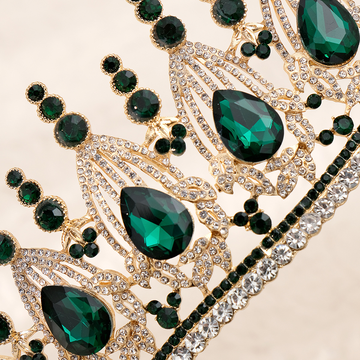 Diamante de color barroco retro transfronterizo corona nupcial atmósfera de lujo fiesta de cumpleaños accesorios para el cabello corona de diamantes de imitación de aleación