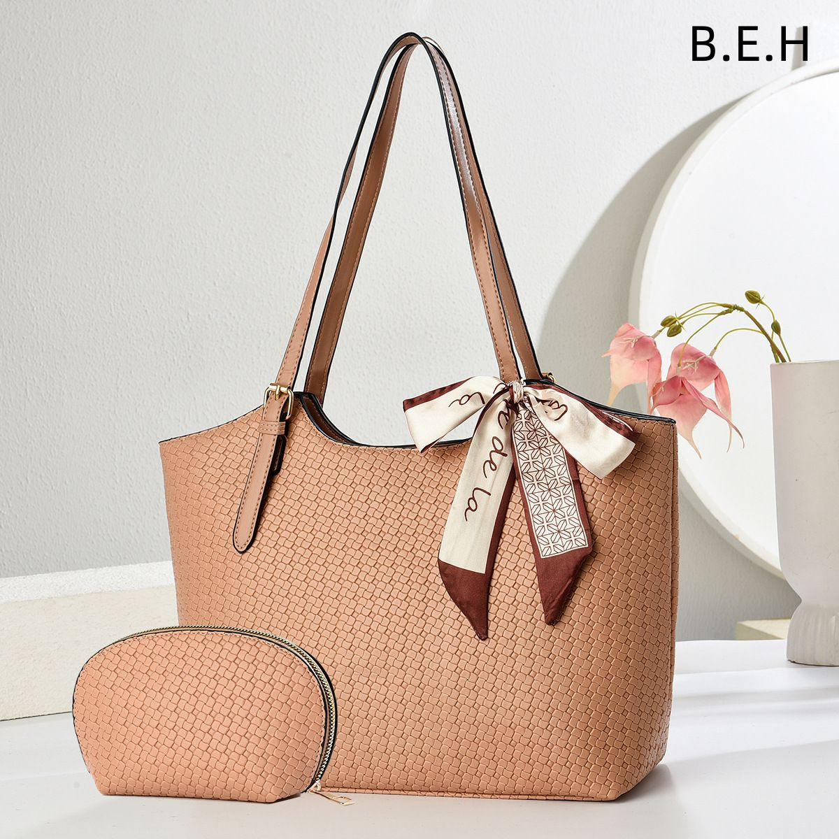 Bolso Tote de Hombro y Axilar de Gran Capacidad para Mujer de PU con Cierre de Cremallera para Uso Diario