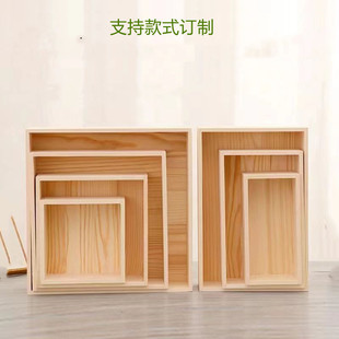Lid Wooden Box Wedding Accompanying Gift Wooden Box Wooden Candy Flower Packaging Wooden Box A4 Paper Storage Long Square