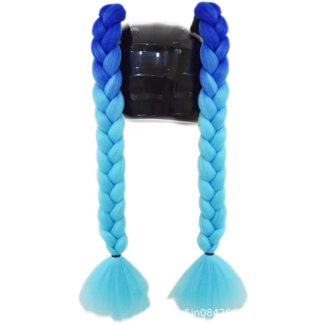 Helmet Decoration Braids Are a Hot-Selling Cross-Border Item for Motorcycle Helmets, Featuring Two Colorful Ponytail Braids