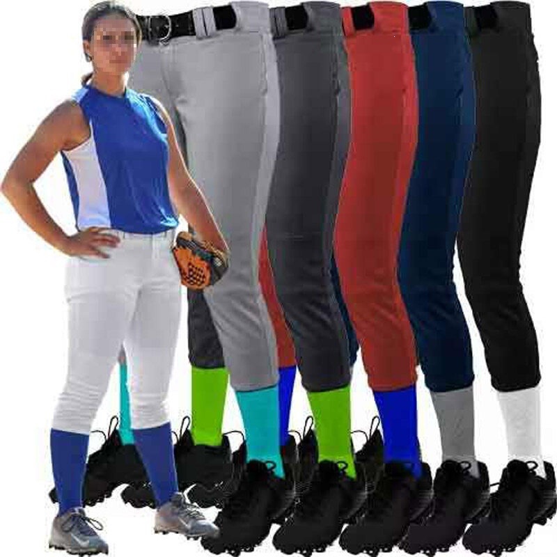 American Version Women's Three-Quarter Softball Pants in Gray, White, and Black, Baseball Pants with Elastic Cuffs, Breathable, Easy to Wash, for Adults and Teenagers