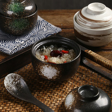 日式陶瓷燉盅帶蓋碗甜品蒸蛋罐家用餐廳燉湯碗養身隔水燕窩盅批發