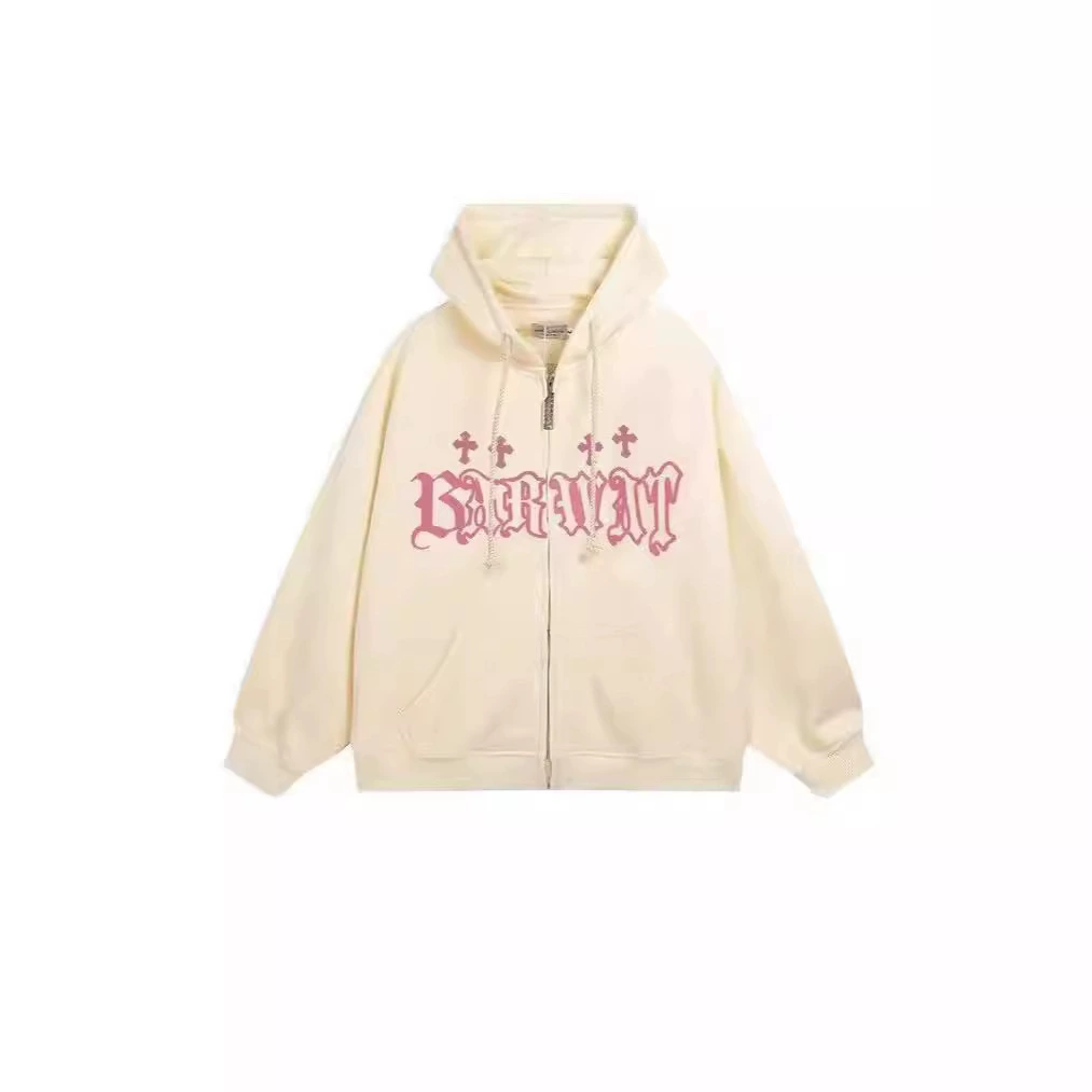 Американский алфавит пенистый свитер с капюшоном для мужчин и женщин прилив кардиган для кардиган для карманных молнии пара свободных повседневных пальто