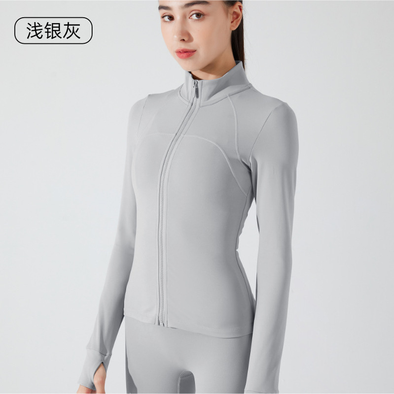 冬のヨガ服長袖保温とベルベットコートのジッパーシャツのフィットネス立襟ガードル運動ランニング上着の女性|undefined