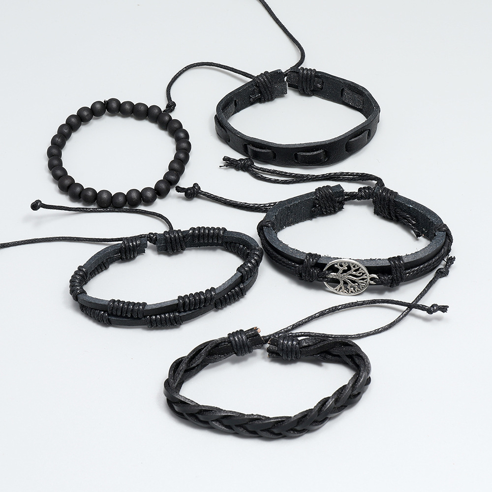 jewelry hand-woven vintage leather bracelet piece set of life tree set bracelet