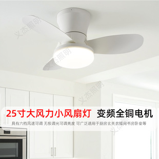 Cross-Border Popular Scandinavian Small Ceiling Fan Lamp Bedroom Entrance Aisle Ceiling Fan Kitchen Cloakroom Variable Frequency 25inch Fan
