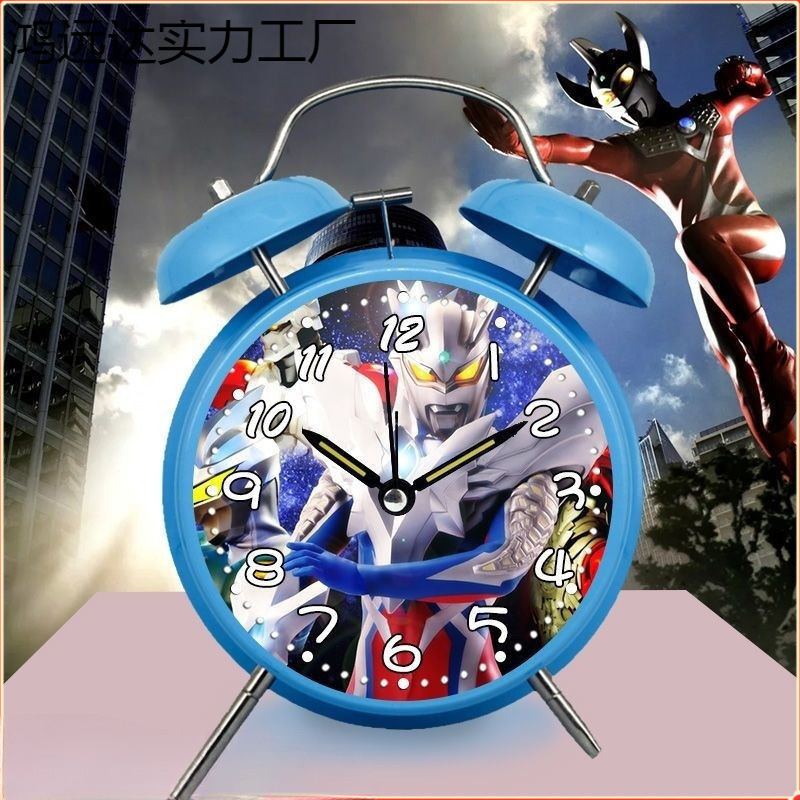Ultraman Alarm Clock for Boys, Kidsren and Students with Inch Galaxy Zero Loud Ringing Silent Cartoon Animation Stationery