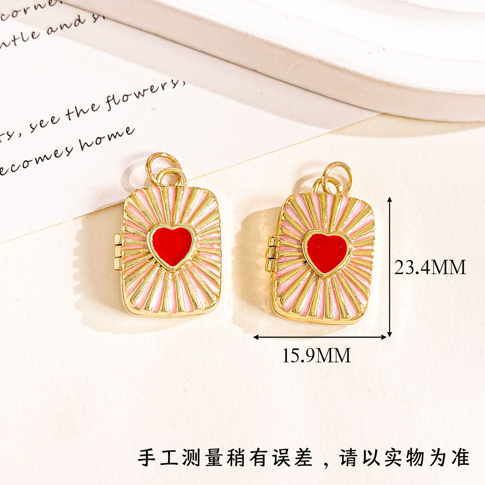 XL4692 love gold pink photo clip pendant can be opened
