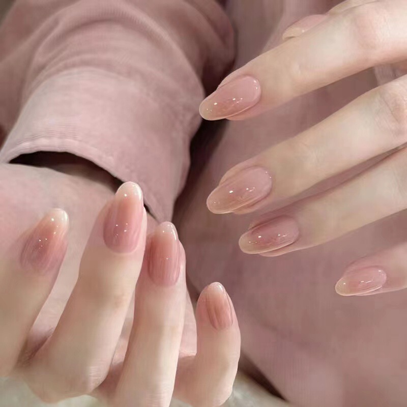 Pure Hand-worn Armor Zhen Huan Same Style Pure Color Naked Color Nail Art White Instagram Fake Nail Straight Hair Reusable