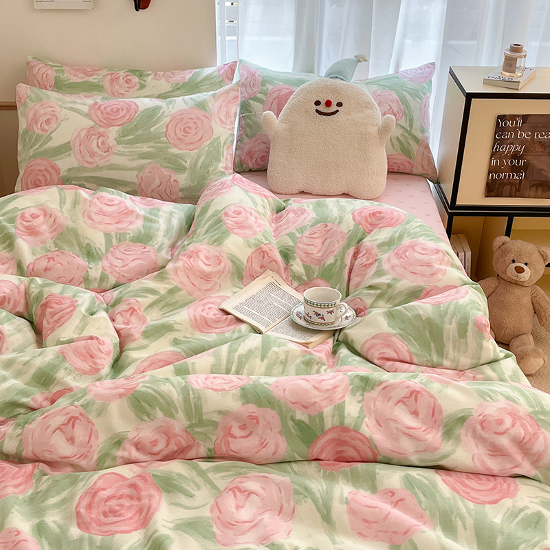 MX-스머지드 핑크 플라워(면 100% 원단, 피부 친화적, 부드러움, 편안함, 통기성, 보풀 없음, 퇴색 없음)