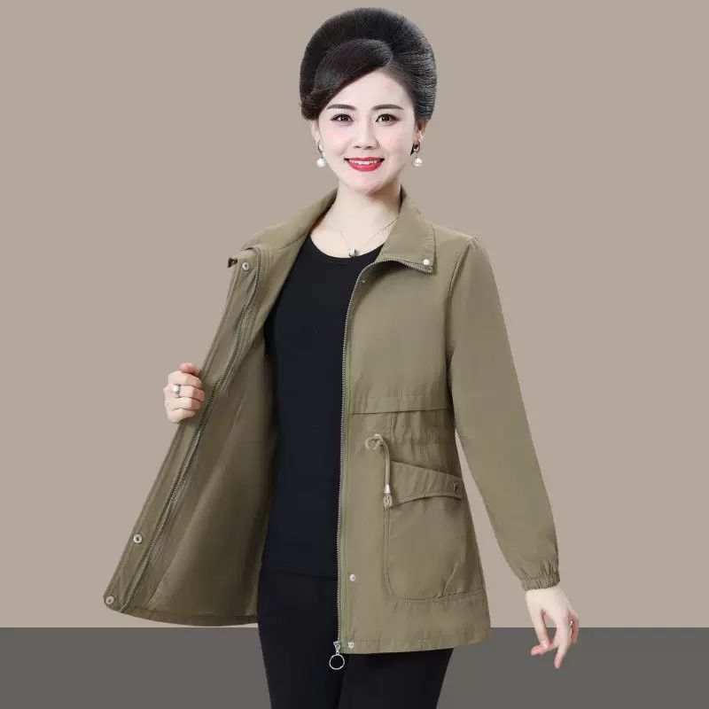 中老年春秋外套妇女士短款夹克50岁2022新款妈妈春装洋气上衣薄款