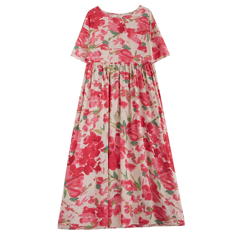 Летнее длинное платье, больших размеров, импортное, с коротким рукавом