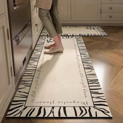 現代簡約硅藻泥長條廚房地墊 吸水防滲漏可裁剪地墊 條紋防滑墊子