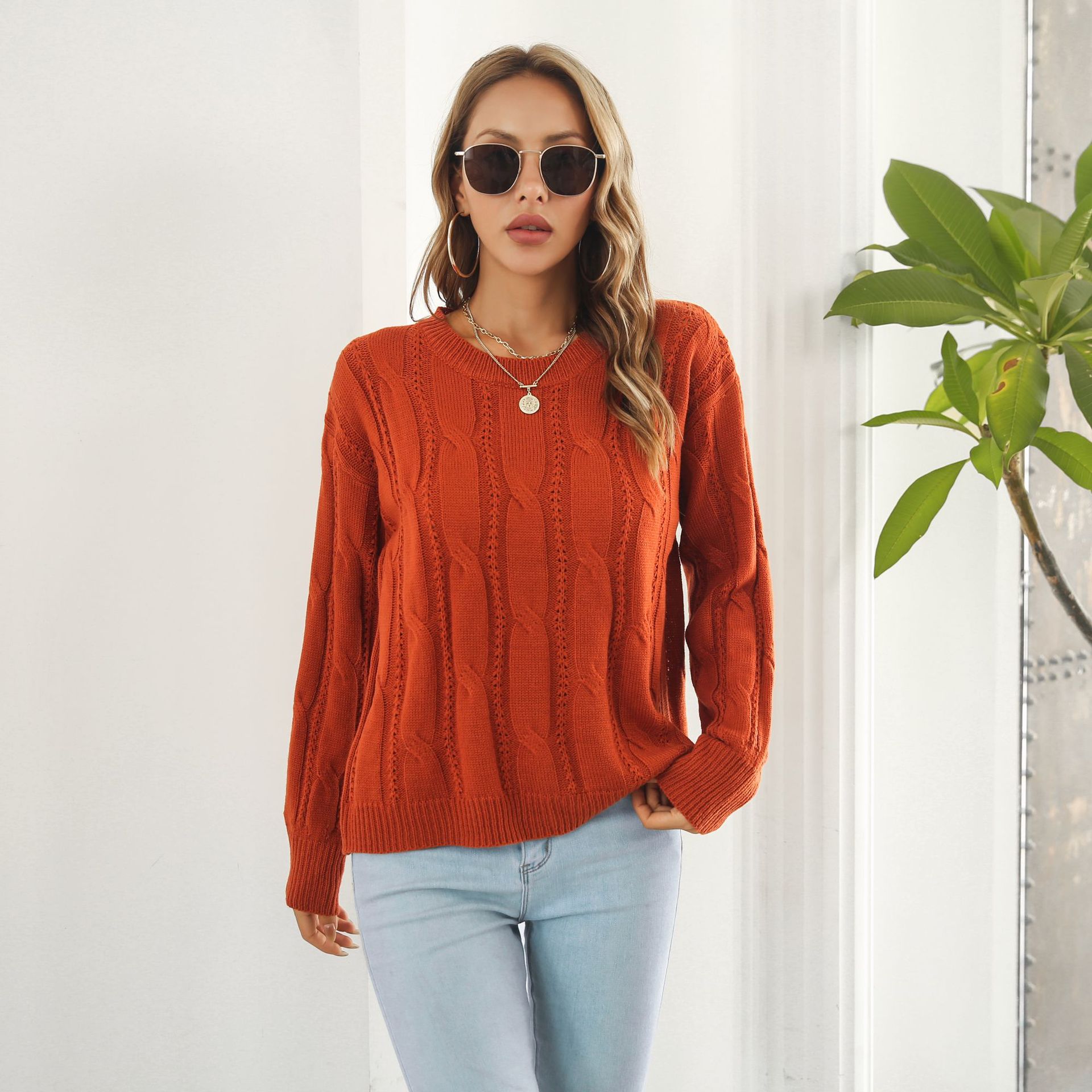Twist Hollow Out Cutout out Sweater Women Loose Autumn Winter Long Sleeved Casual Knitwear Sweater 8 Twist Hollow Out Cutout out Sweater Women Loose Autumn Winter Long Sleeved Casual Knitwear Sweater