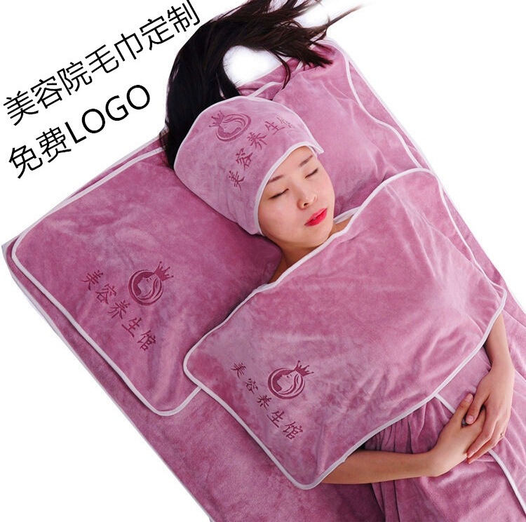 Beauty salon towel turban skin management with hole bed sheet bed towel soft absorbent lint-free custom LOG