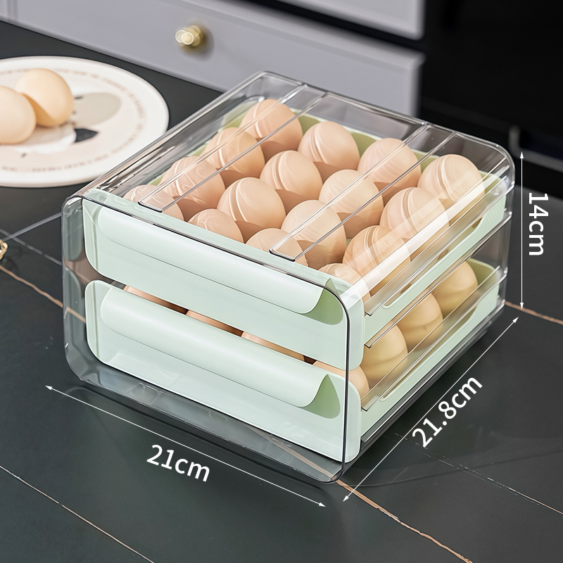 Refrigerador doméstico, caja de huevos de cocina, caja de huevos de cajón transparente, caja de preservación de huevos de cocina, gran capacidad de huevos de rotación