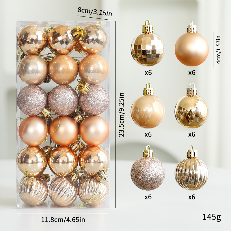 Amazon decoraciones de Navidad 4cm / 36pcs barril pintado conjunto de bolas de Navidad colgante de árbol de Navidad al por mayor
