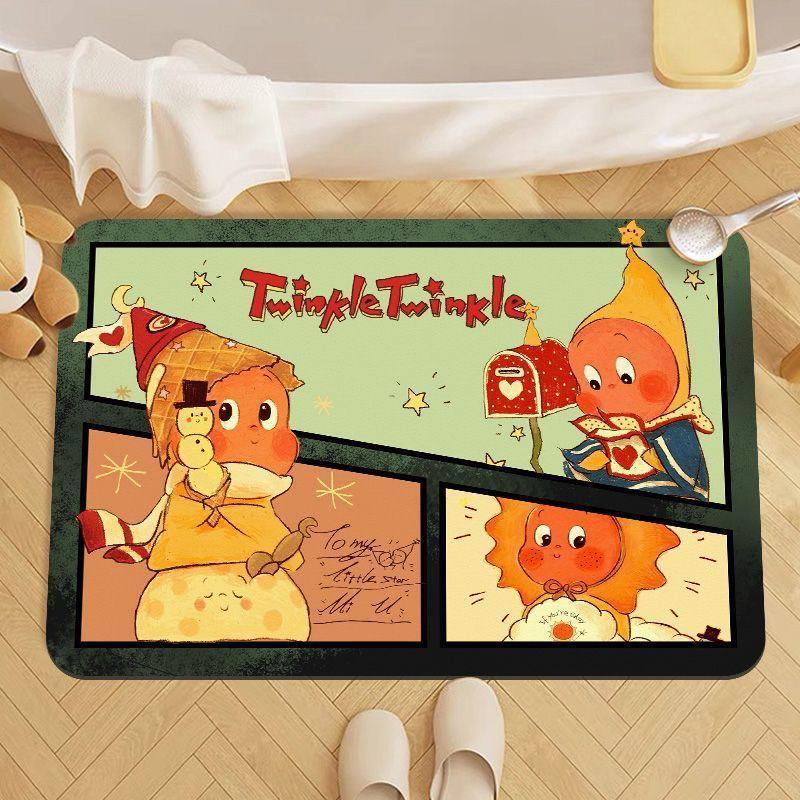 Cartoon Star Man Bathroom Floor Mat Water-Absorbent Quick-Drying Diatom Mud Floor Mat Toilet Non-Slip Easy Care Floor Mat Ready for Sale