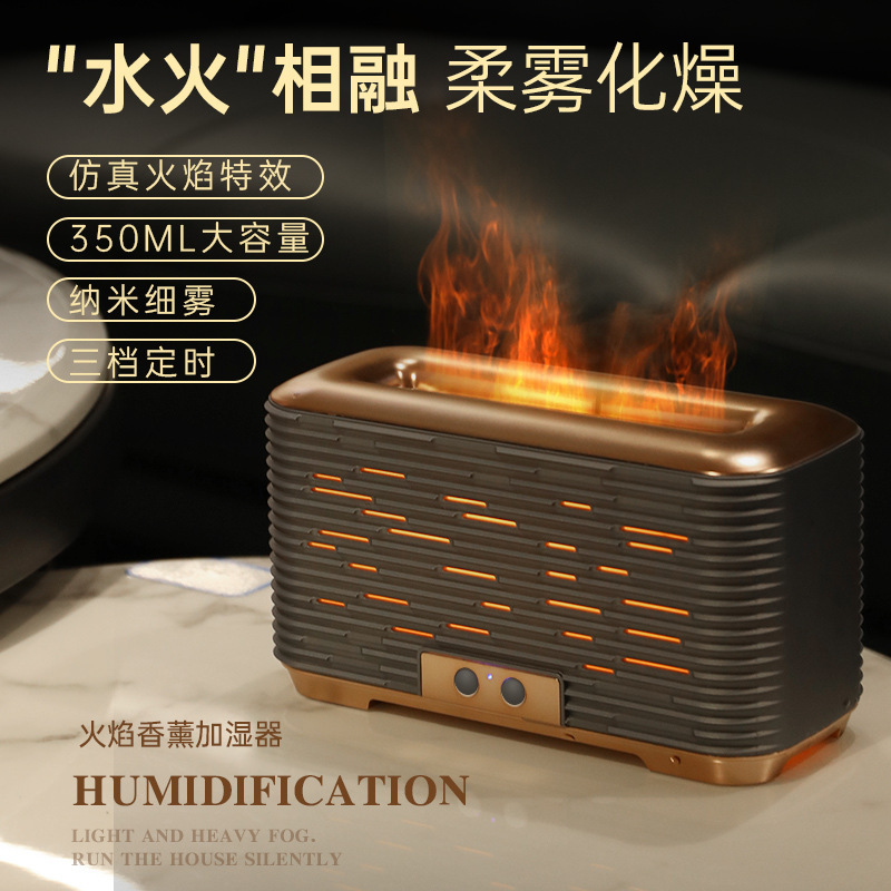アロマディフューザー 車 USB 超音波アトマイザー ナイトライト付き 炎アロマ加湿器 家庭用 サイレント 大容量|undefined