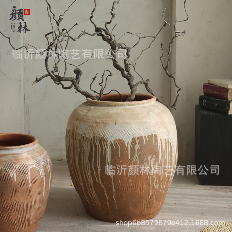 Tarjeta de cerámica retrógrada gran maceta de cerámica gran maceta de cerámica decoración gran tarjeta de cerámica de cerámica local hotel de alojamiento suave maceta de cerámica