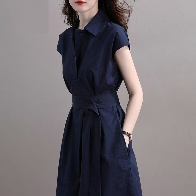 Dress 2024 new waist slimming fashionable socialite elegant French design simple niche shirt dress for women