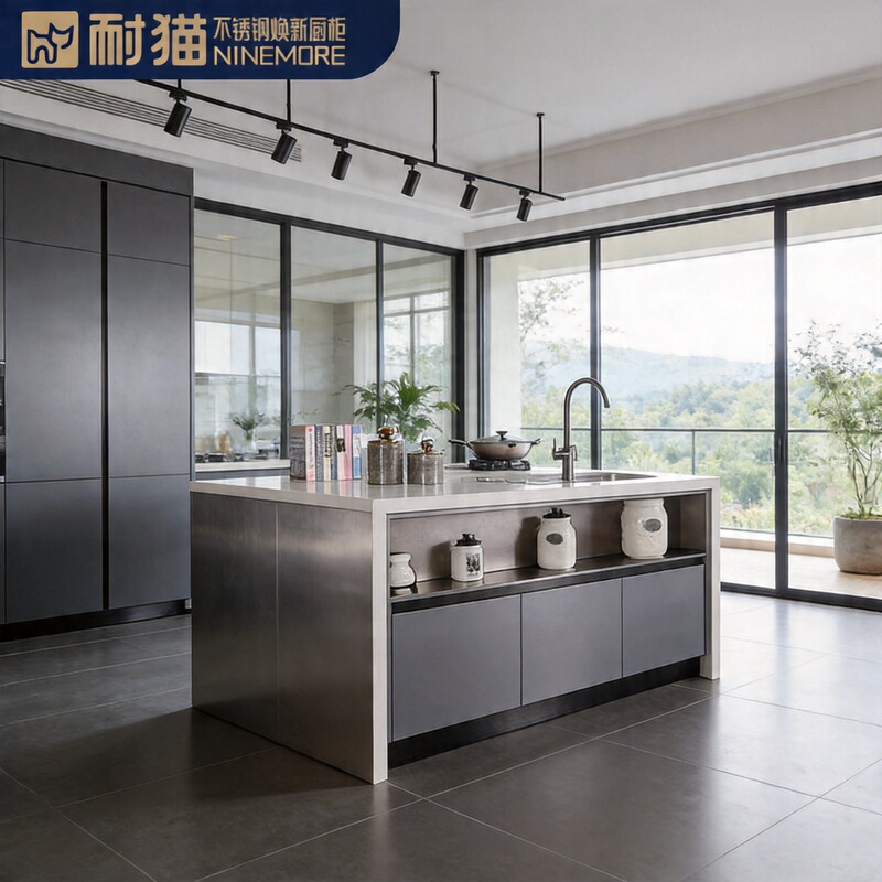 [Customization] Guangdong Stainless Steel Cabinet Customization Factory Modern Villa Decoration High-End All-Steel Home Decoration for the Whole House