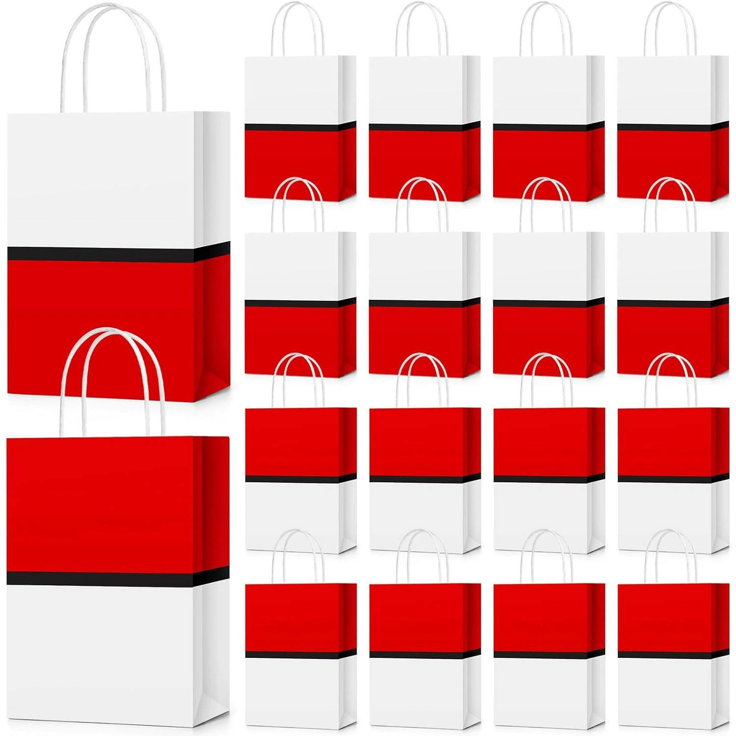 Красные и белые мультяшные подарочные пакеты для вечеринок, пакеты для конфет на день рождения с ручками, детские украшения для дня рождения