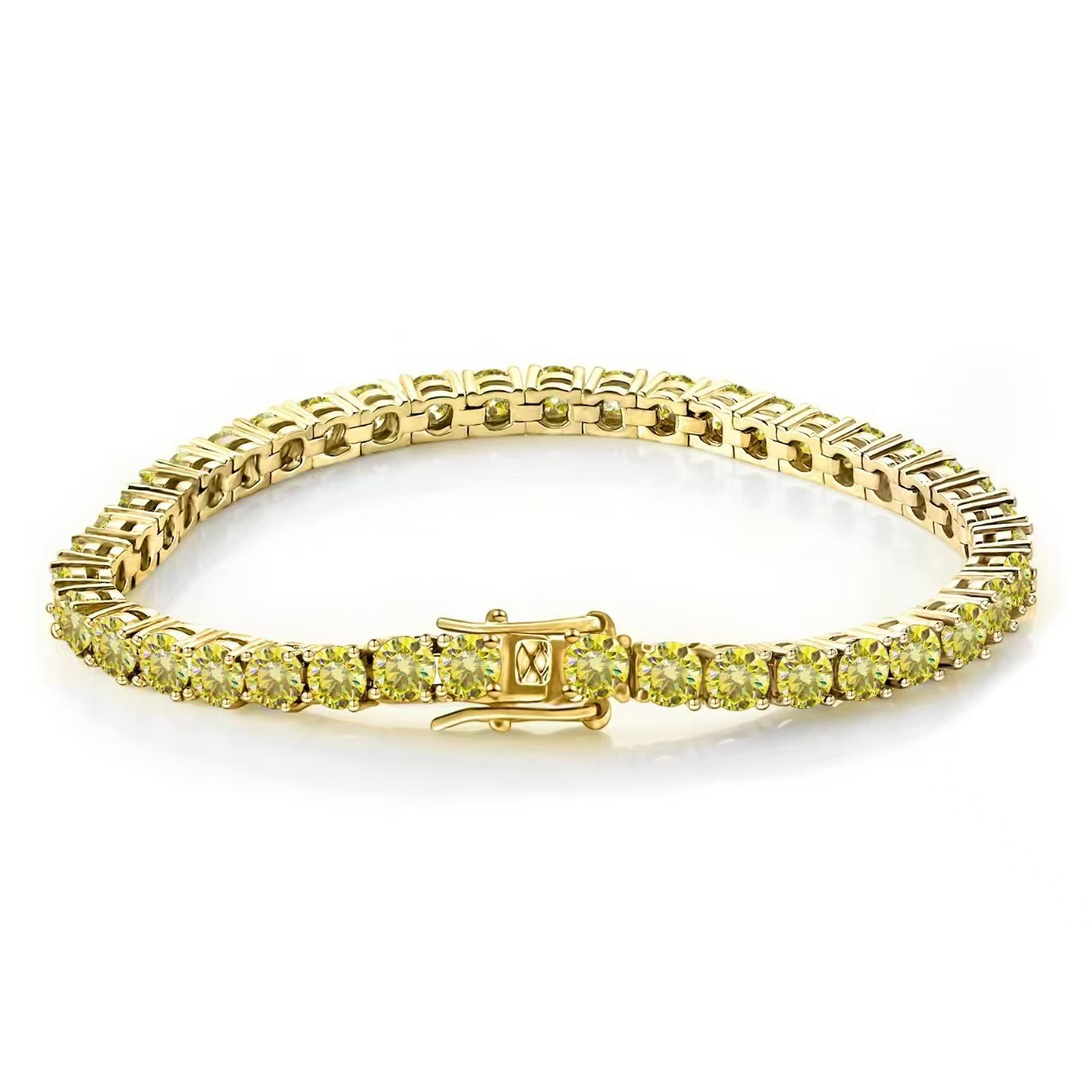 Yellow diamond gold 4mm / 6inch bracelet (about 16cm long)