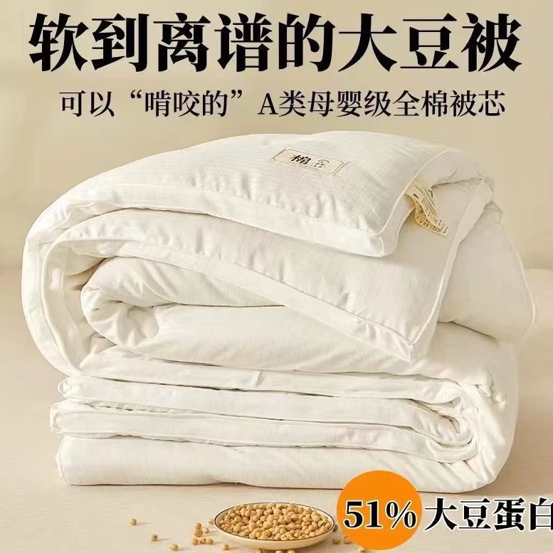 Class a Soy Fiber Quilt, Universal Air-Conditioned Quilt for All Seasons, Spring & Fall Quilt Core, Pure Cotton Thickeneded Winter Quilt Bedding