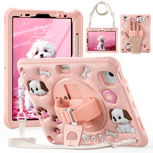 For ipad pro11 protective cover Air654 silicone cartoon dog 10.9/10.2 rotating bracket anti-drop shell