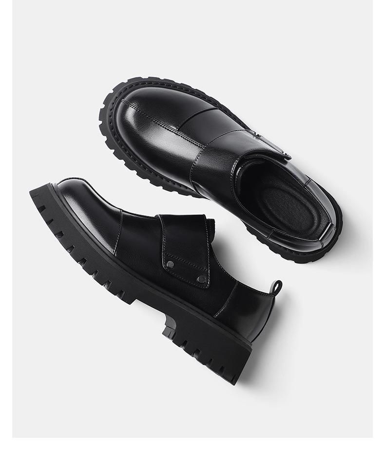 Men's Leather Shoes, New Autumn Model, British Style Casual Workwear, Thick-soled, Height-increasing, Large-toe Shoes_vogvips.com