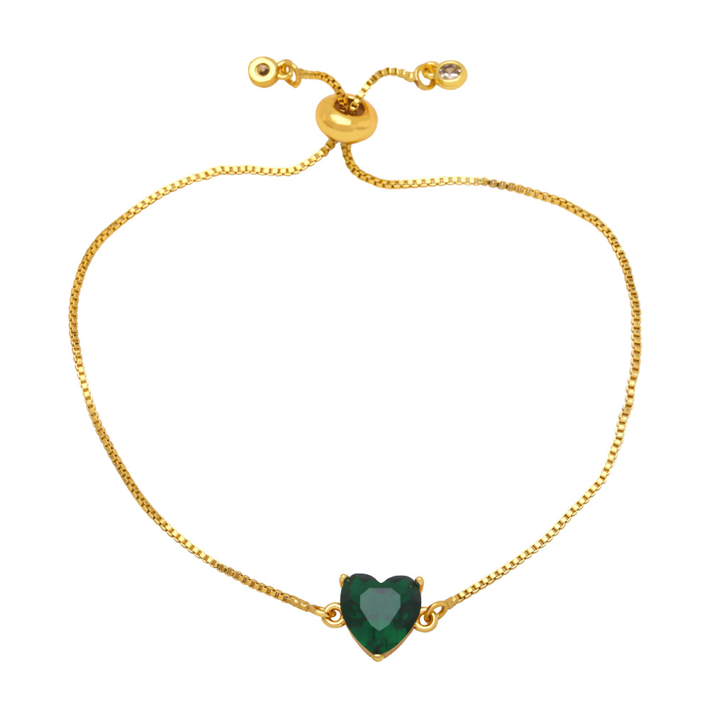 Holiday Occasion Fashion Heart Shape Copper Bracelets Gold Plated Zircon Copper Bracelets