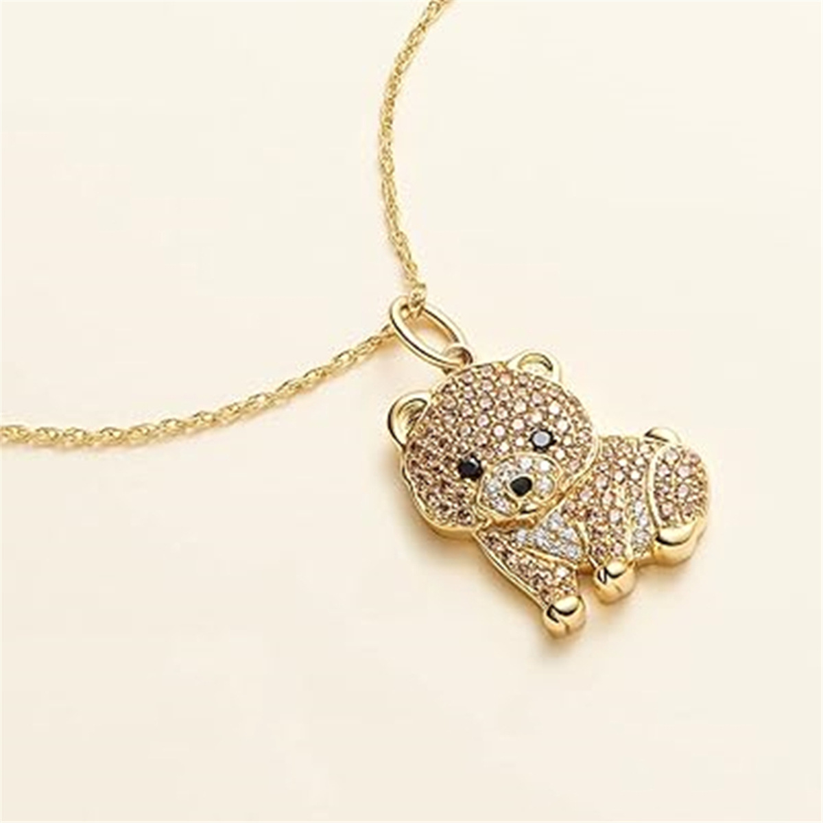 Zinc Alloy Chain Material Cute Dog Artificial Crystal Zinc Alloy Cable Chain Pendant Necklaces Wholesale
