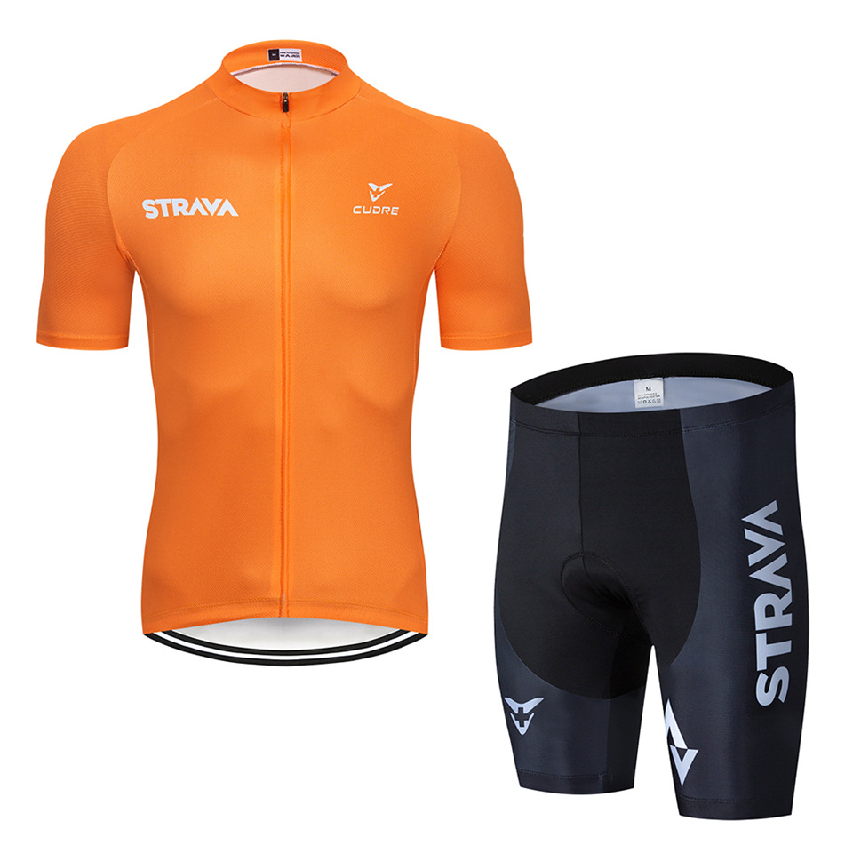 Conjunto de ropa de ciclismo STRAVA, tirantes cortos y camiseta de verano, transpirable y cómoda, lista para envío