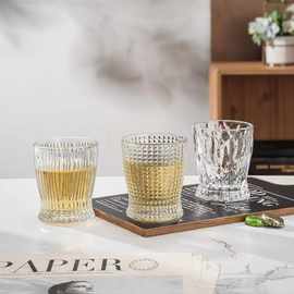 冰纹伴手礼威士忌酒杯不倒翁旋转酒杯酒吧洋酒杯啤酒杯 早餐杯